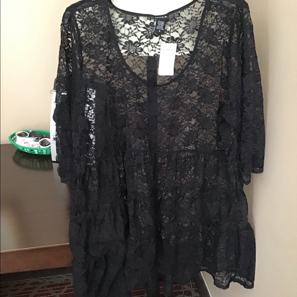 Black lace babydoll tunic